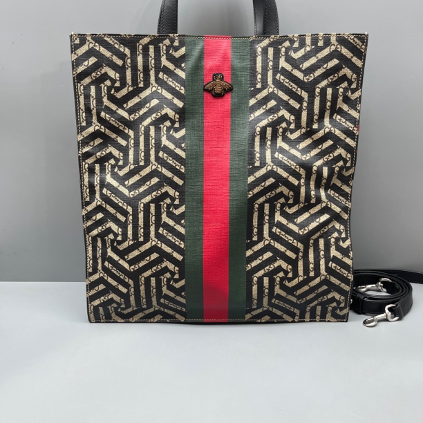 95新 GUCCI/古驰 迷宫红绿条纹托特包 尺寸35*37 SV16658