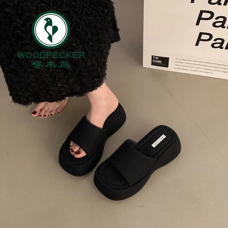 啄木鸟松糕厚底凉拖鞋女超火夏外穿2025新款时尚高级感网红一字拖