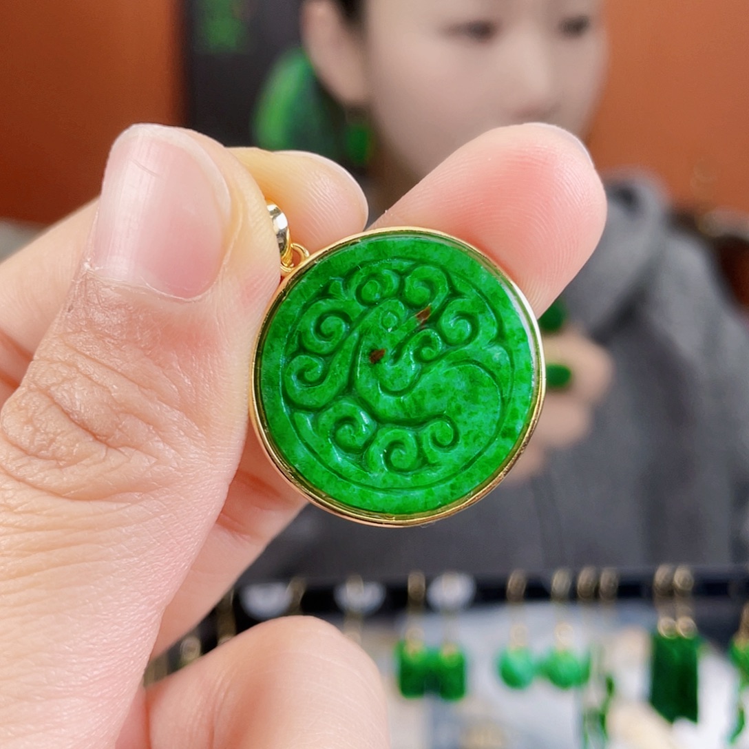 翡翠银S925镶嵌耳饰