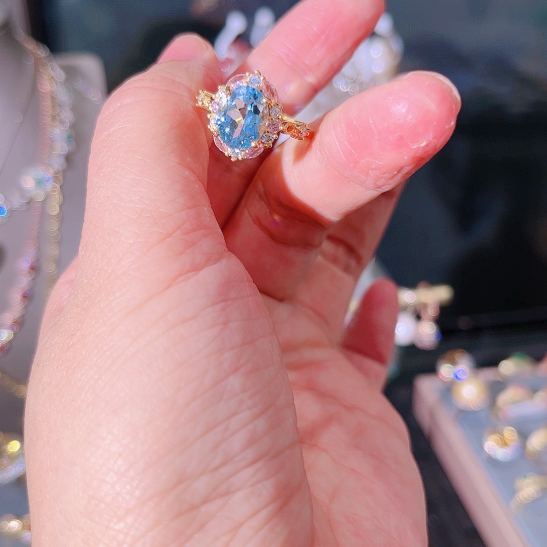 托帕石戒指银S925镶嵌