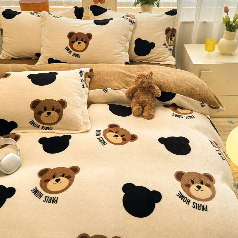 【30天试睡】牛奶绒春秋被双面绒被子1.5*2米小棕熊蹬被xx