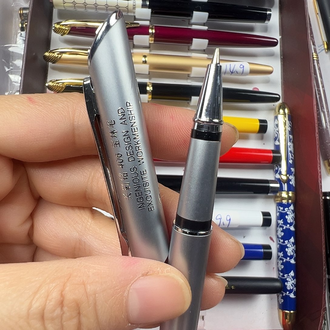 便携式关勒铭406全钢浮雕宝珠笔 