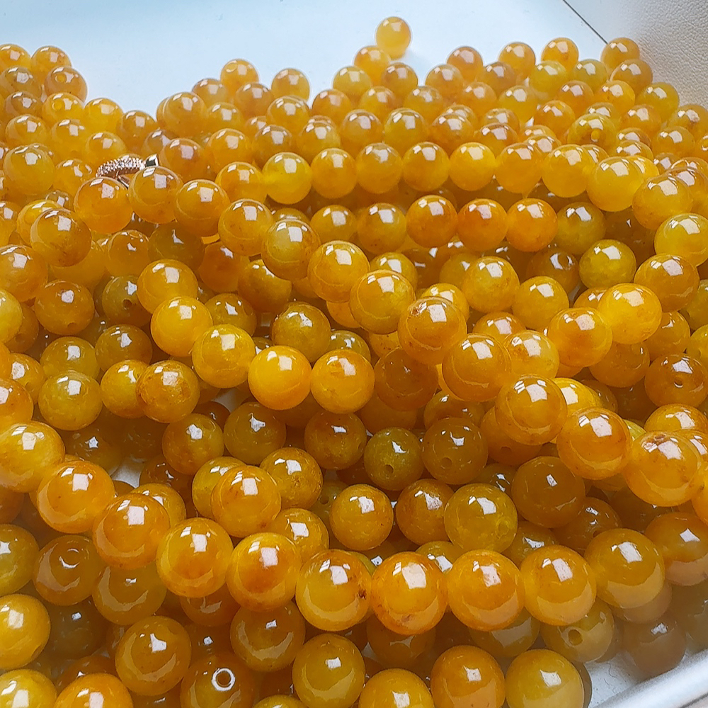 天然缅料A货 冰糖黄散珠 8mm左右  发一