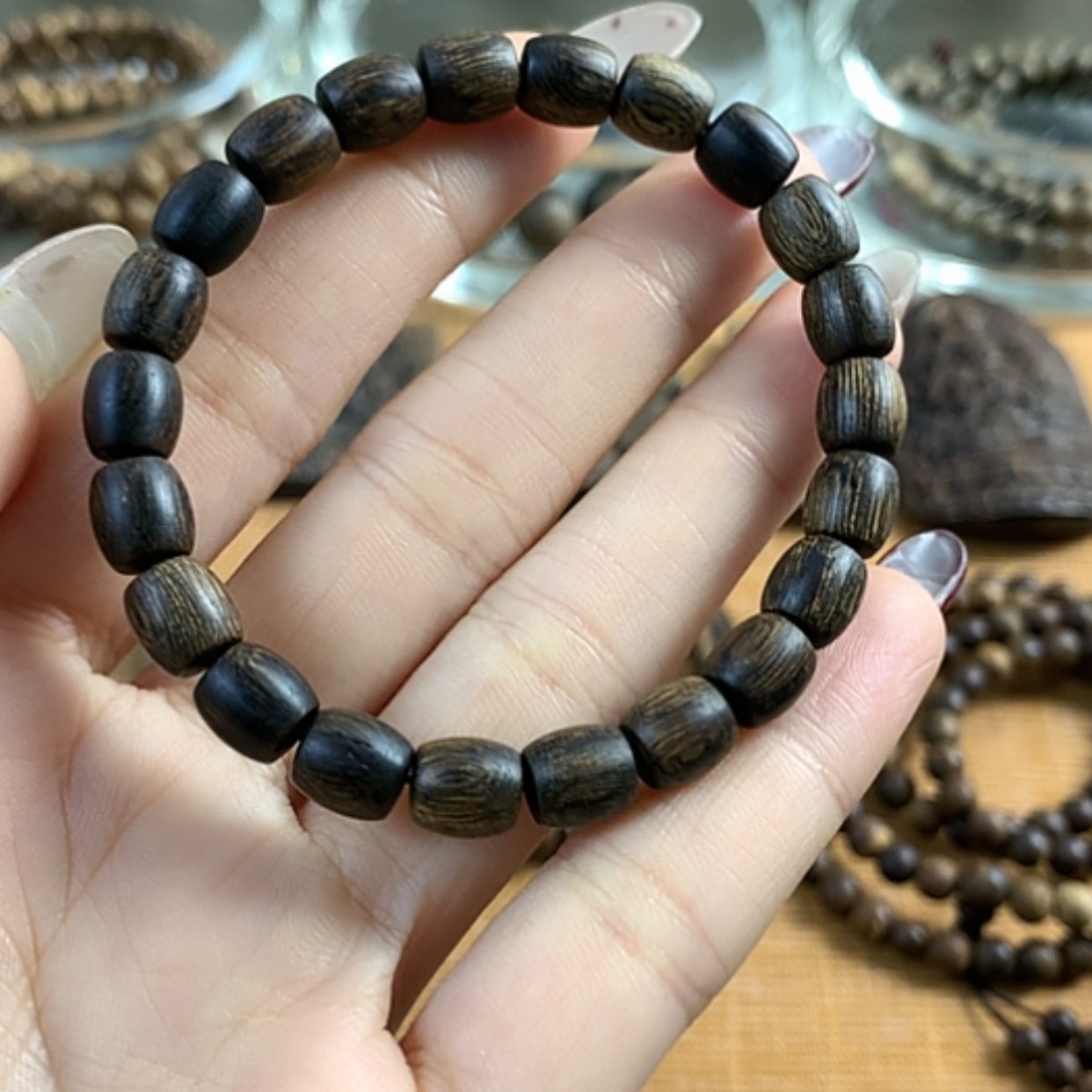 【闪购商品】沉香手串蔚**空文莱黑棋7.68克沉水
