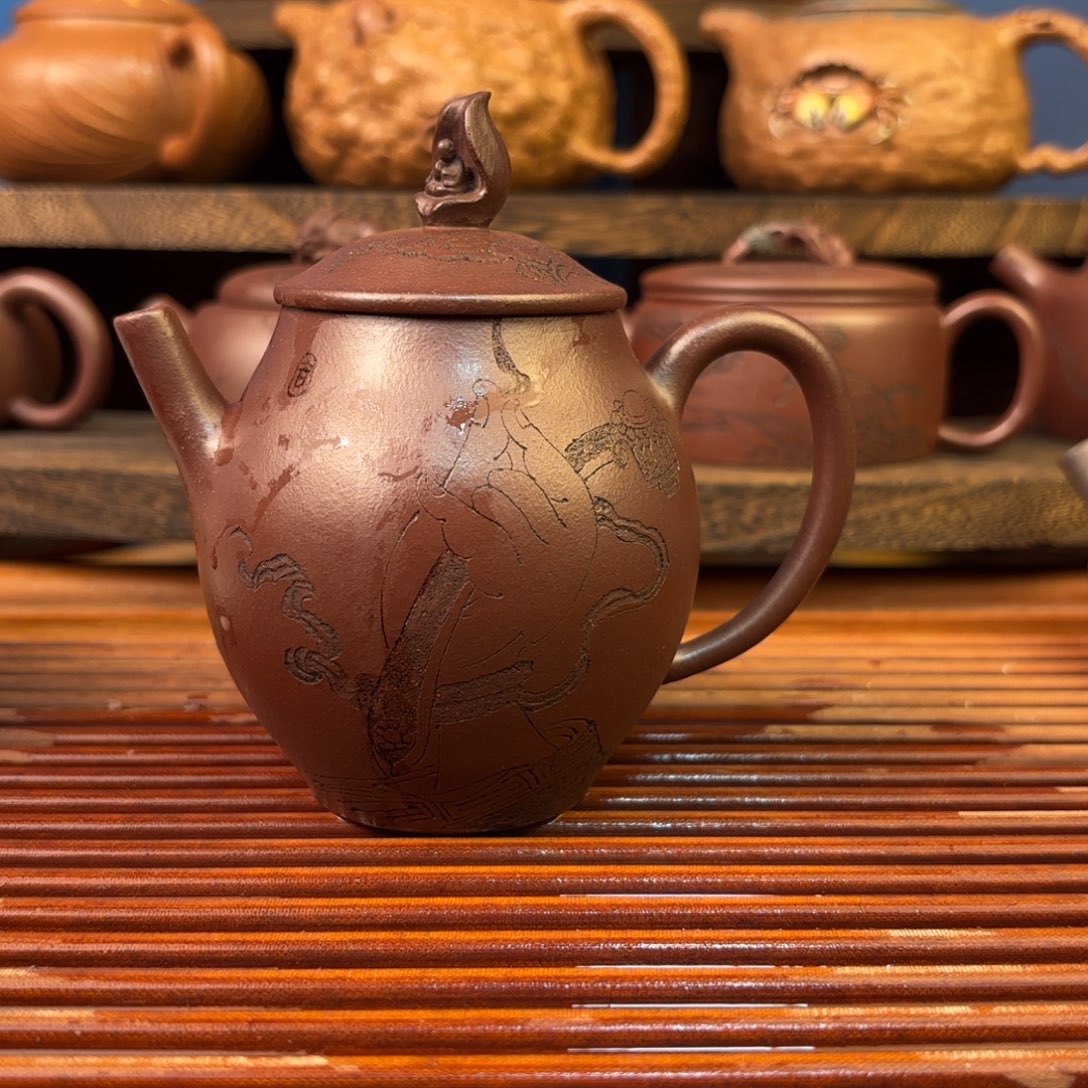 一花一世界原矿老紫泥20cc紫砂壶