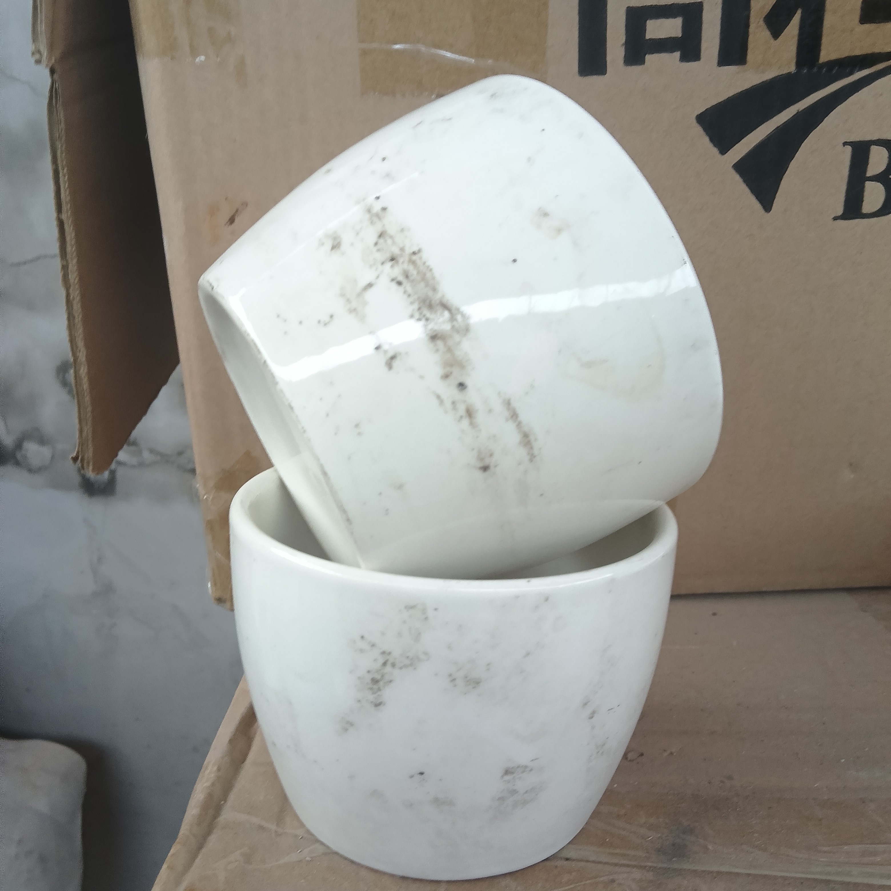 国营尾货四厂白瓷汤碗一对微瑕