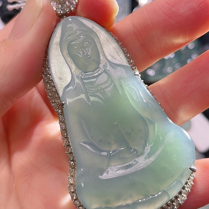 翡翠颈饰银S925镶嵌8，