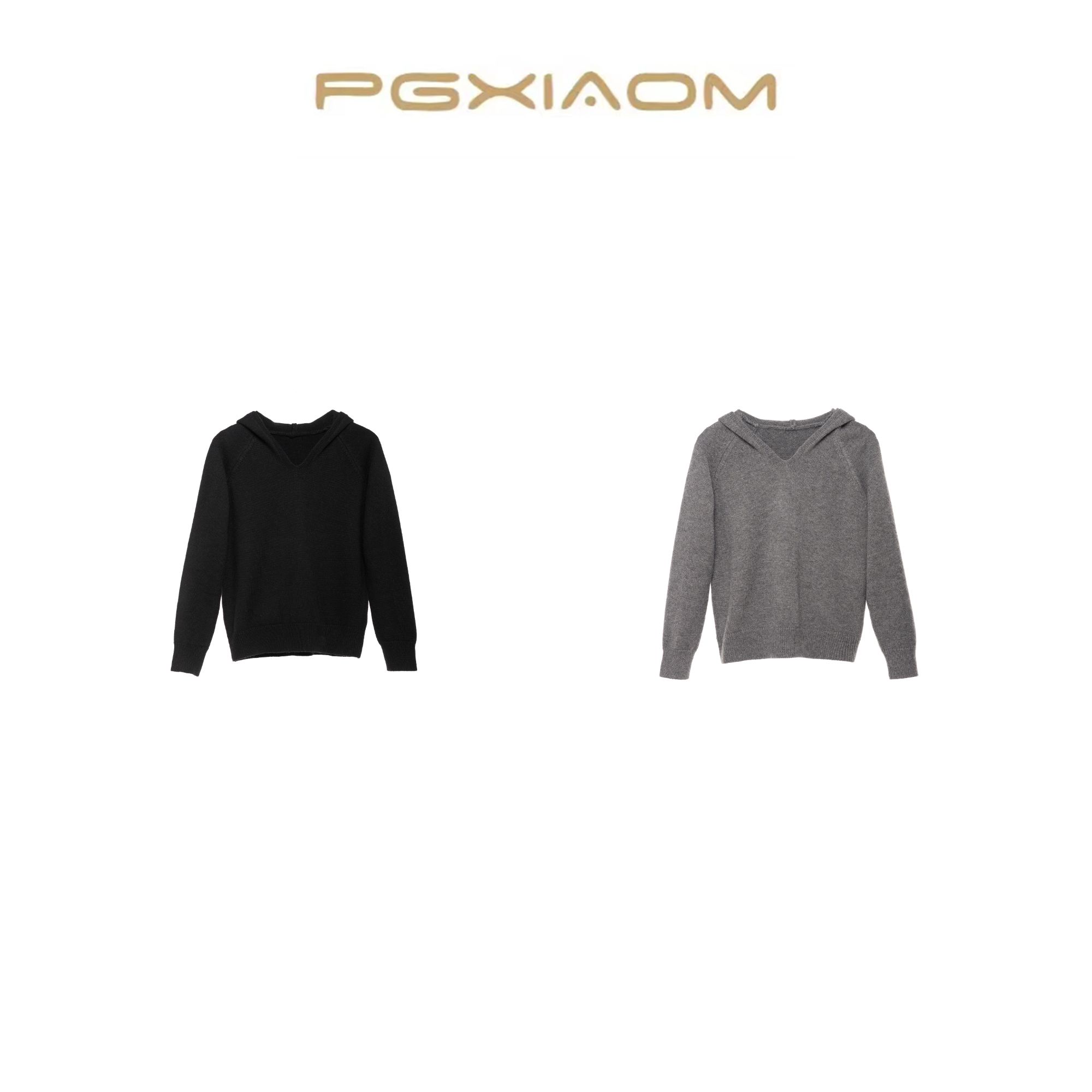 【PGXIAOM】润秀定制灰 黑两色连帽针织毛衣MY10686               