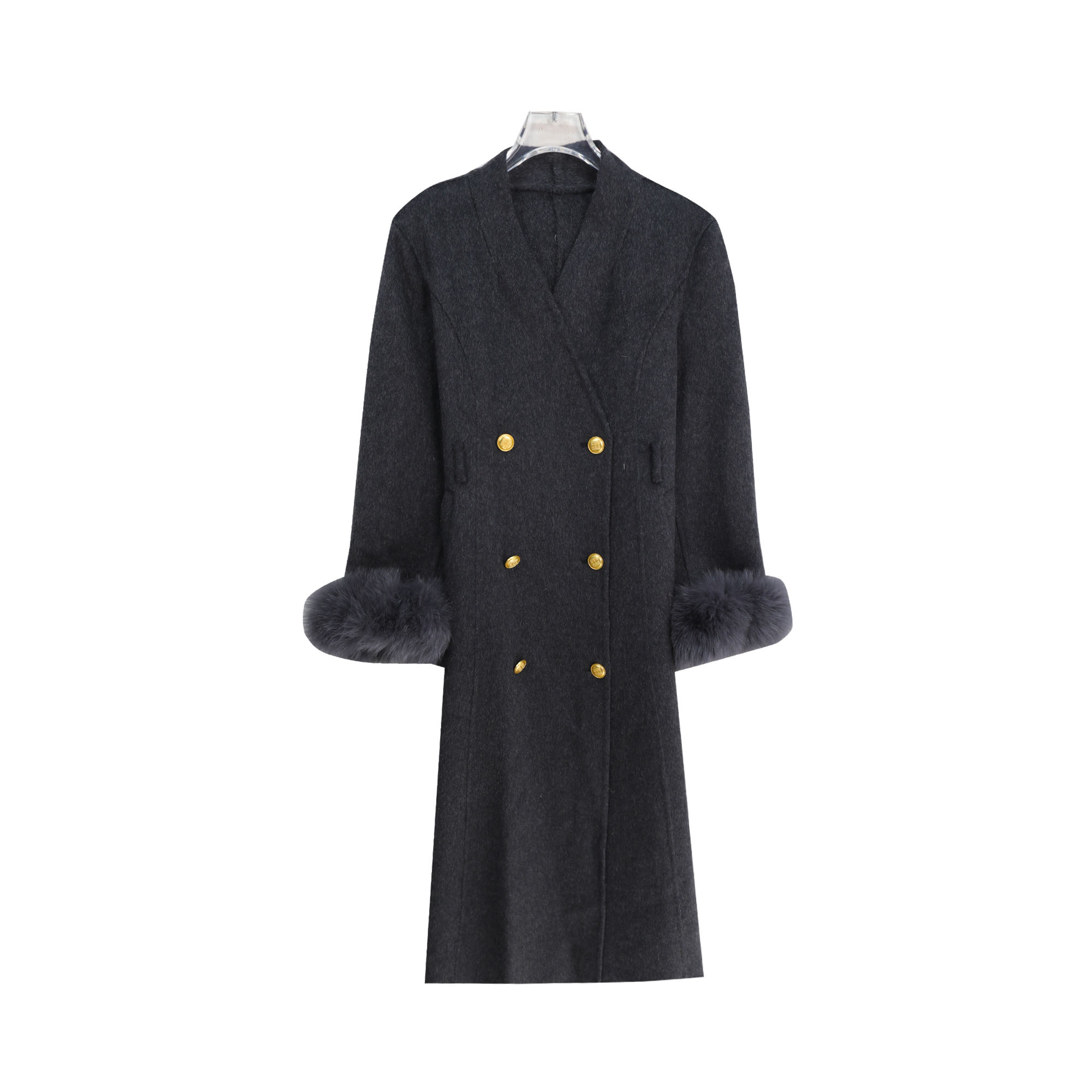 高级感V领收腰显瘦气质中长款毛呢外套大衣DY2483（赠腰带）