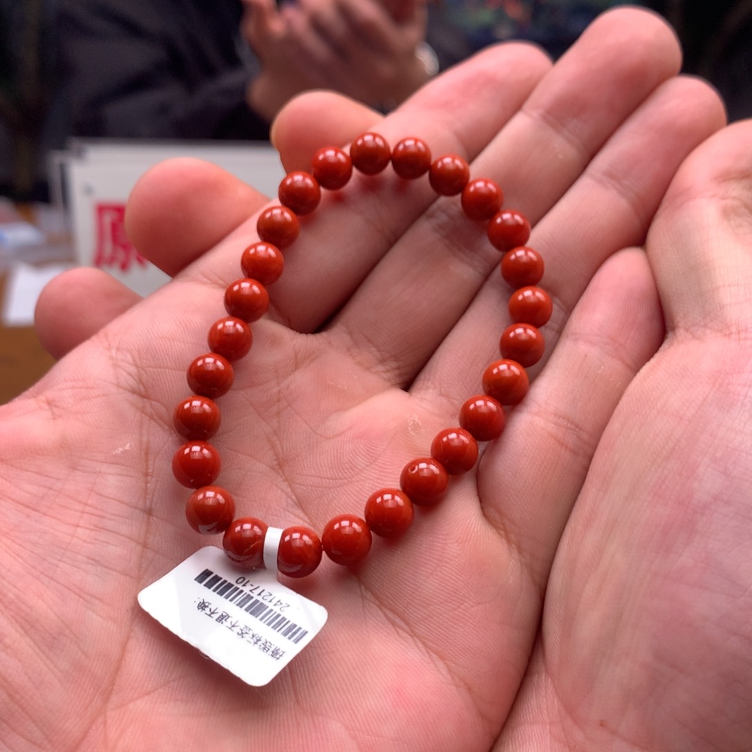 南红玛瑙单圈未镶嵌7mm➕柿子锦九口火焰纹（满色肉）