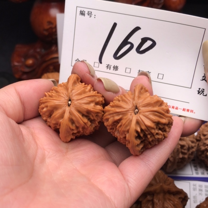 桃核把件34磨盘160号牌