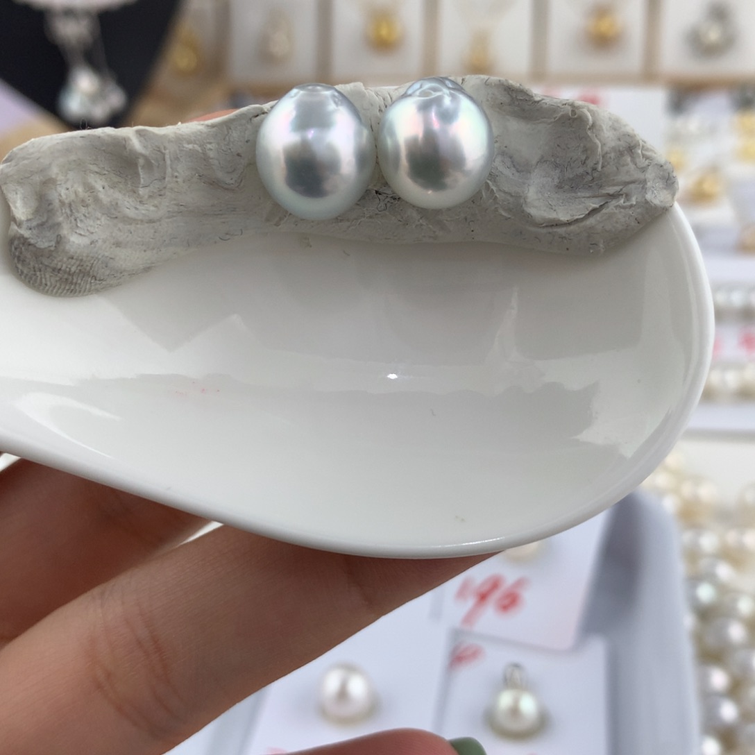 海水珍珠裸珠10-11mm澳白银蓝光对珠福利不退换