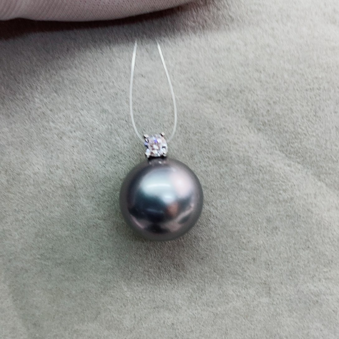 吊坠(不含链)银S925镶嵌海水珍珠11-12
