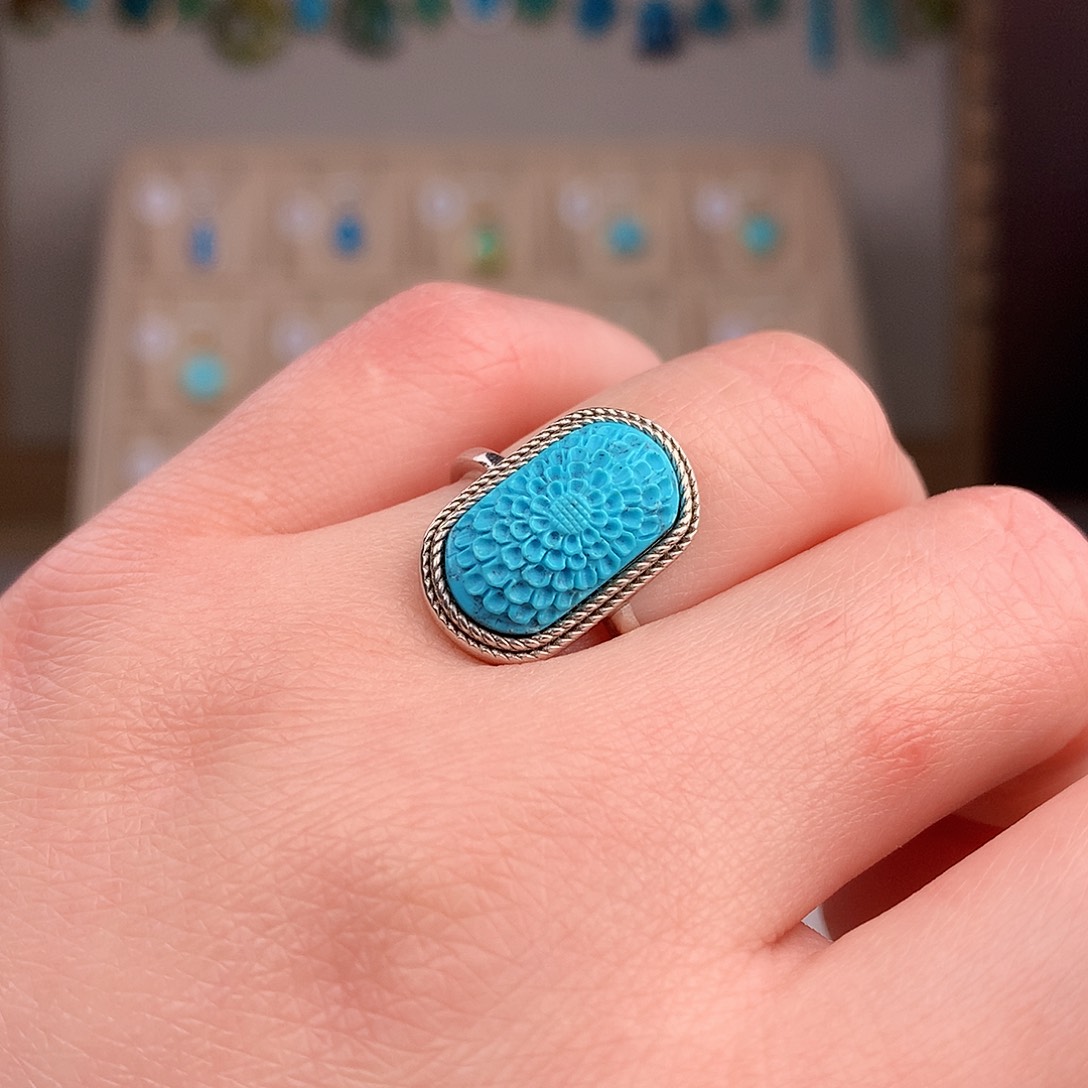 绿松石戒指银S925镶嵌