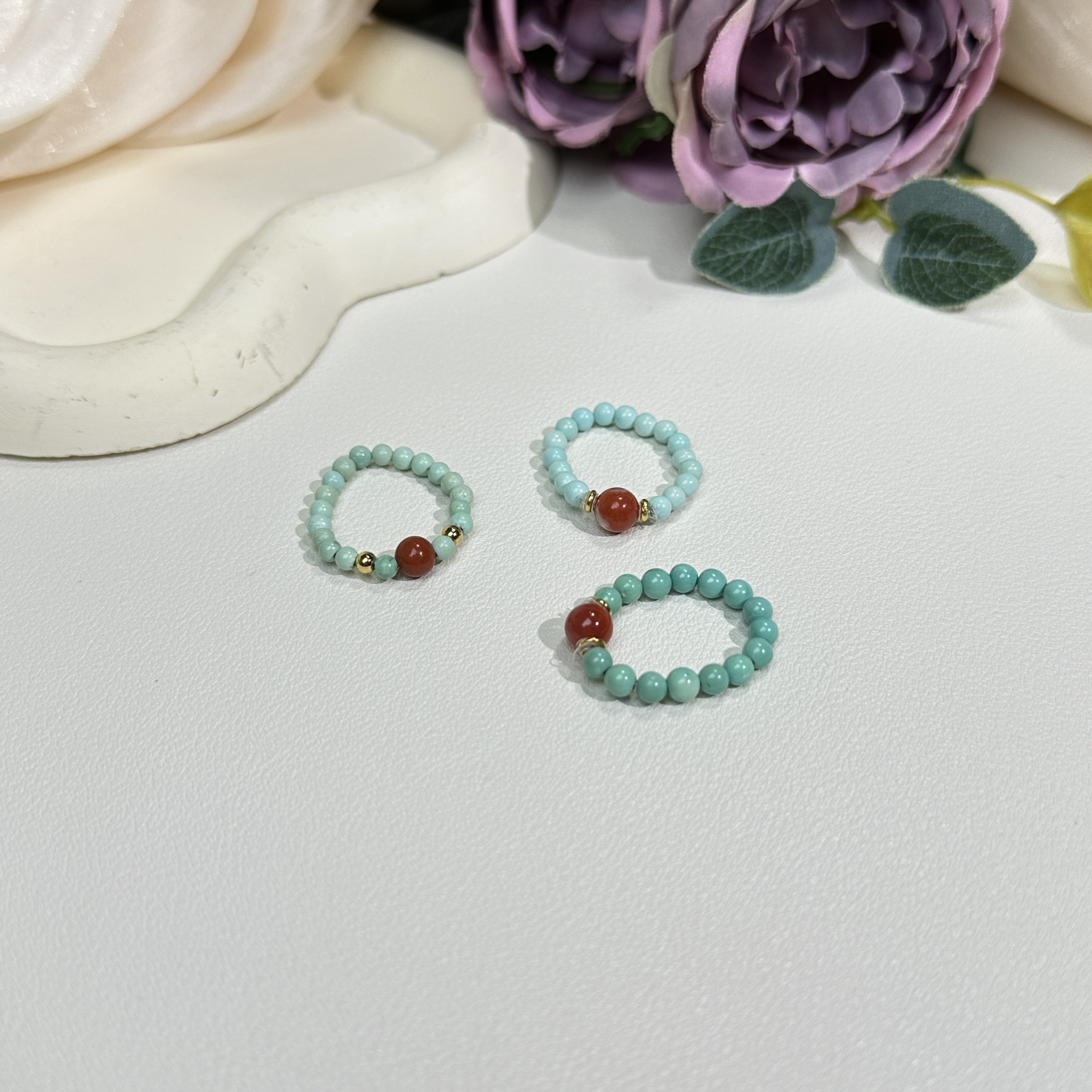 【铭记好物】绿松DIY圆珠戒圈-QDM225H263【多样性发一件】