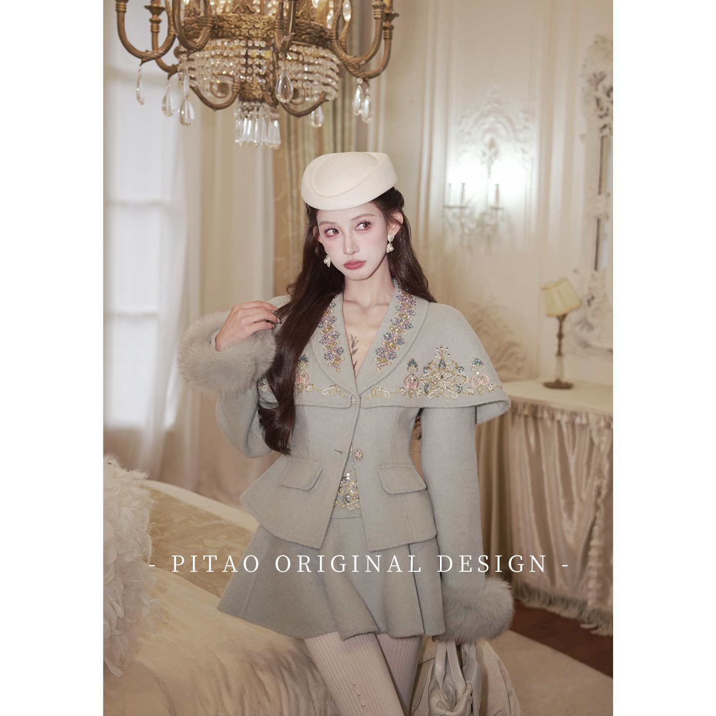 杜屁屁桃PITAO 原创【如梦令】秋冬保暖新中式百搭羊毛外套套装