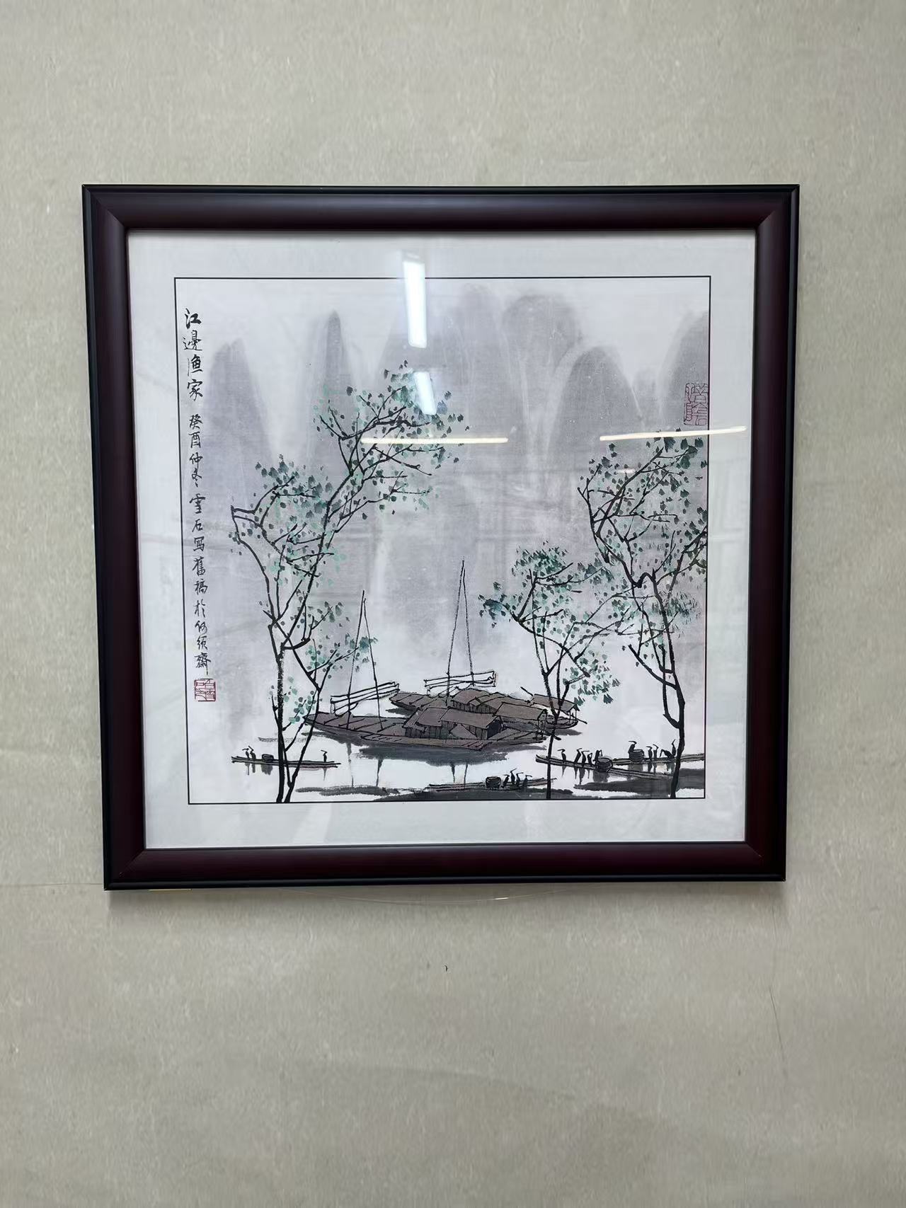 55cm*55cm新中式山水装饰画用于客厅玄关背景墙装饰画