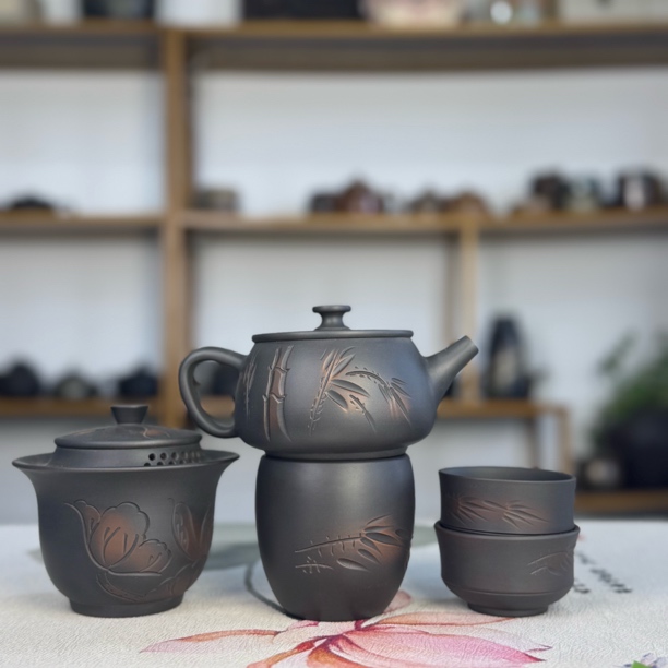 建水紫陶 老爷子  竹子壶 200cc