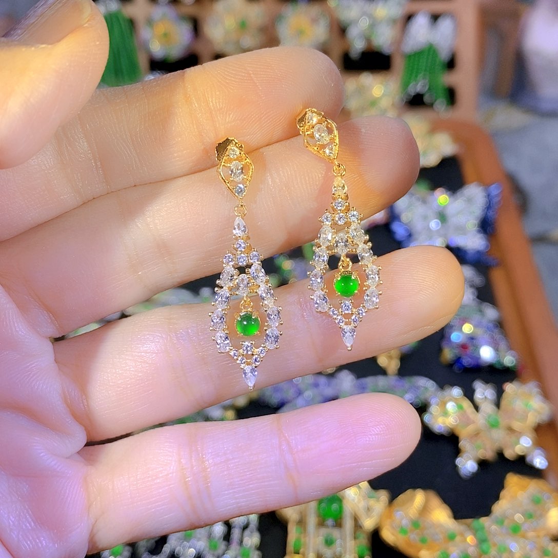 吊坠(不含链)银S925镶嵌翡翠