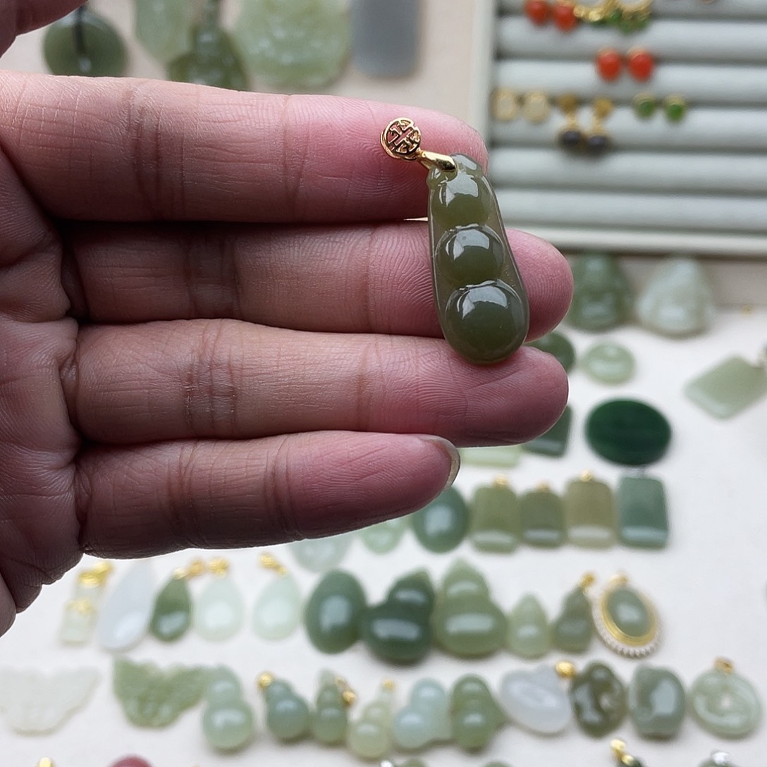 和田玉银S925镶嵌吊坠(不含链)