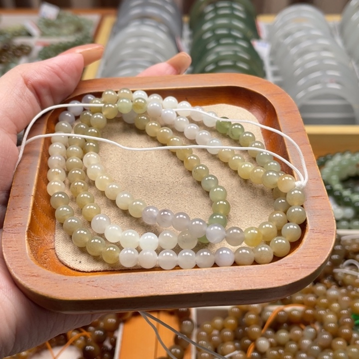 和田玉珠串6mm未镶嵌