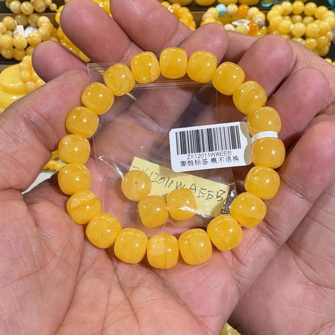 琥珀手链未镶嵌h*11m焦皮同料精工老型手串16.3