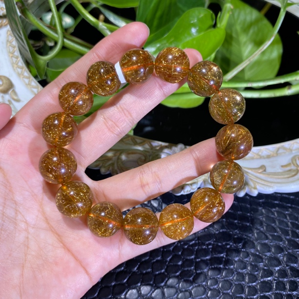烟花发晶单圈15mm左右水晶手串