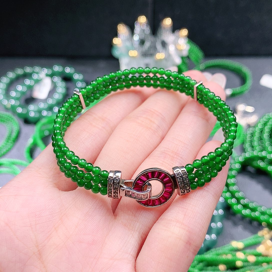 奥***主翡翠未镶嵌手链手链