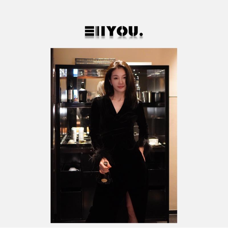 【ENYOU定制】大女主 真丝丝绒连衣裙