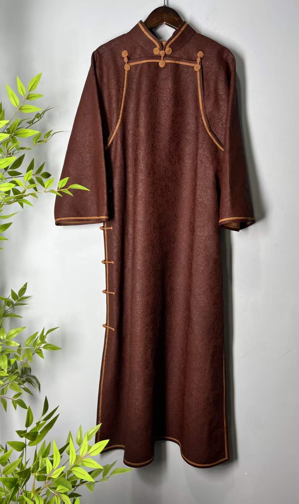 森艺-冬禧-红云纱三经绞罗美玲襟手工扦边旗袍裙