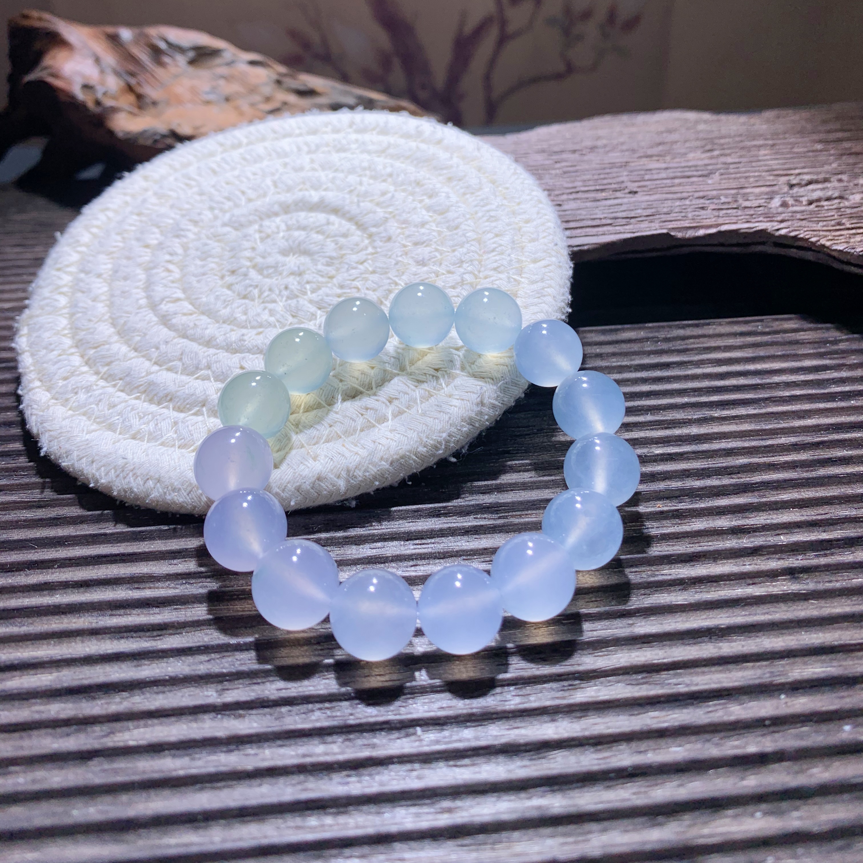 天然翡翠缅a梦幻渐变色手串卡12