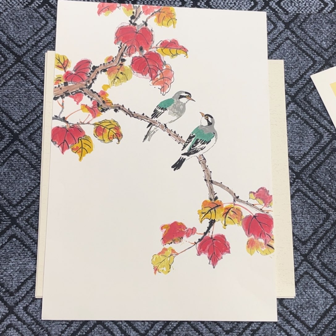 国画若谷老师三尺斗方花鸟卡纸旭