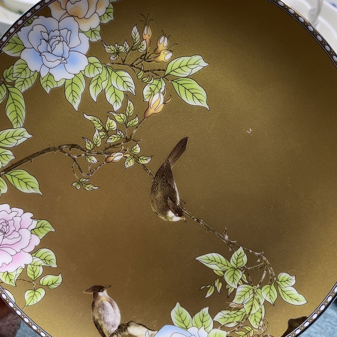 瓷片琴瑟八寸浅盘四个微瑕