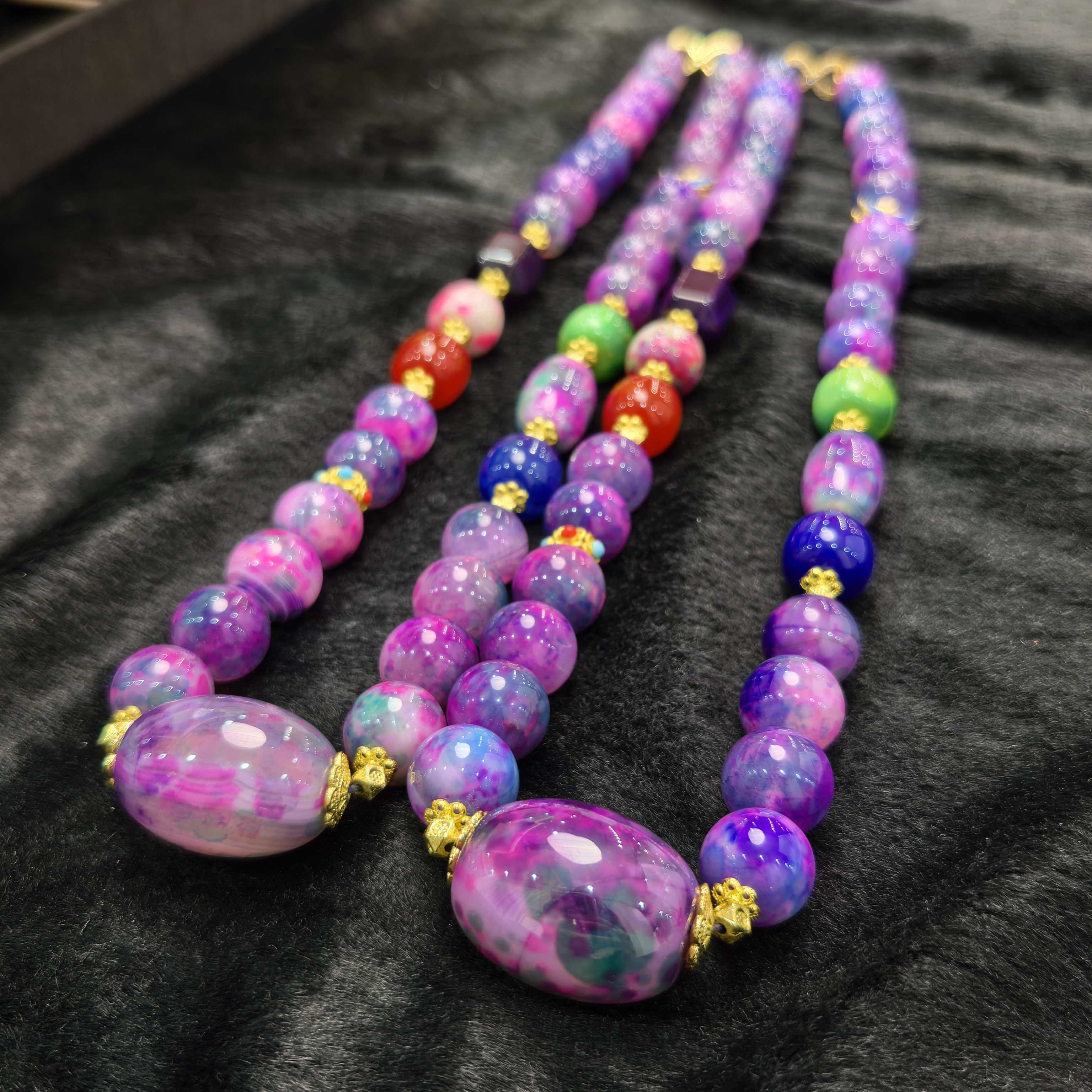 S8294【任会长珠宝】大漠七彩肉苁蓉玛瑙项链-多样性只发一件