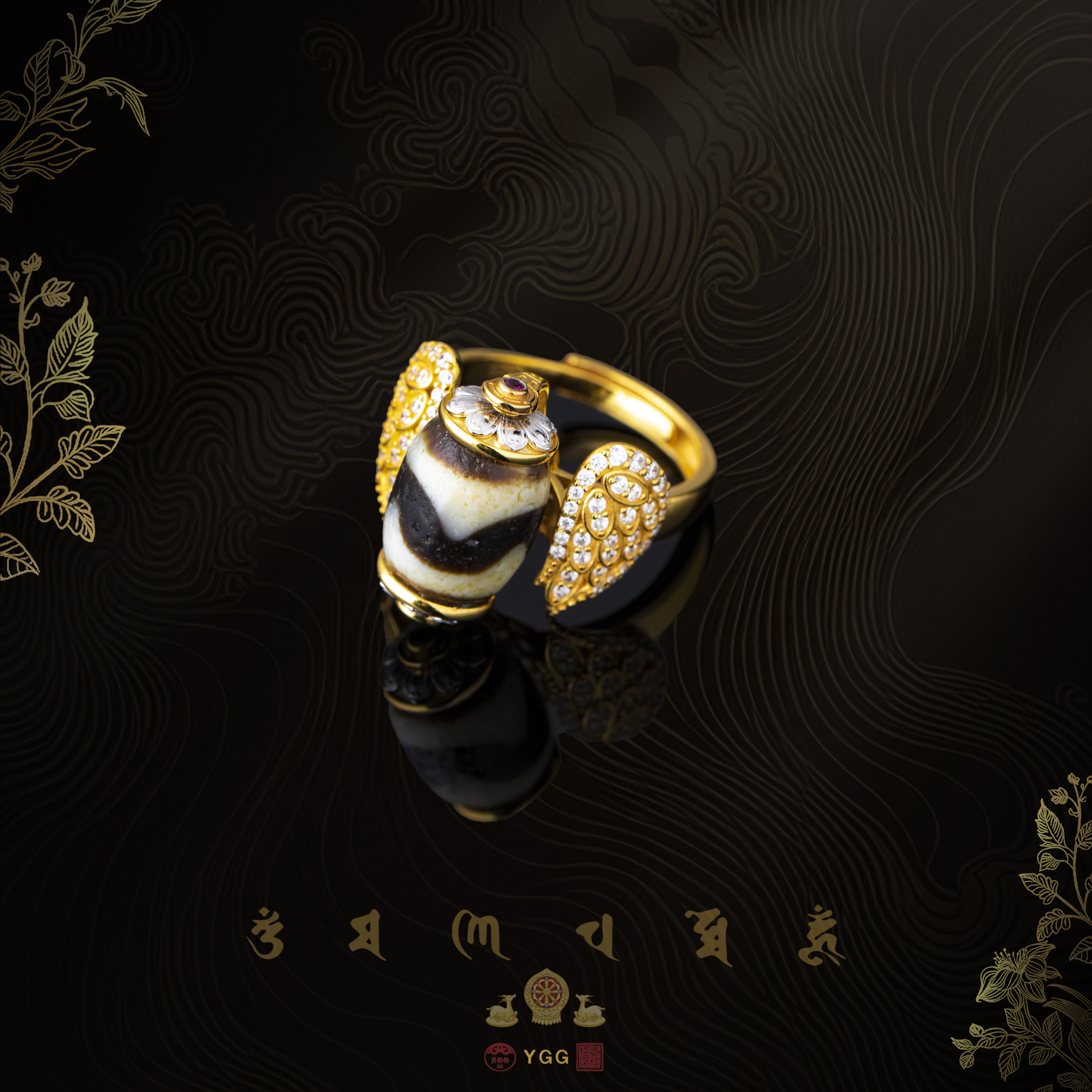 Y员格格【般若·万象】天使之翼/虎牙天珠戒指/ZJPX01（多样性发