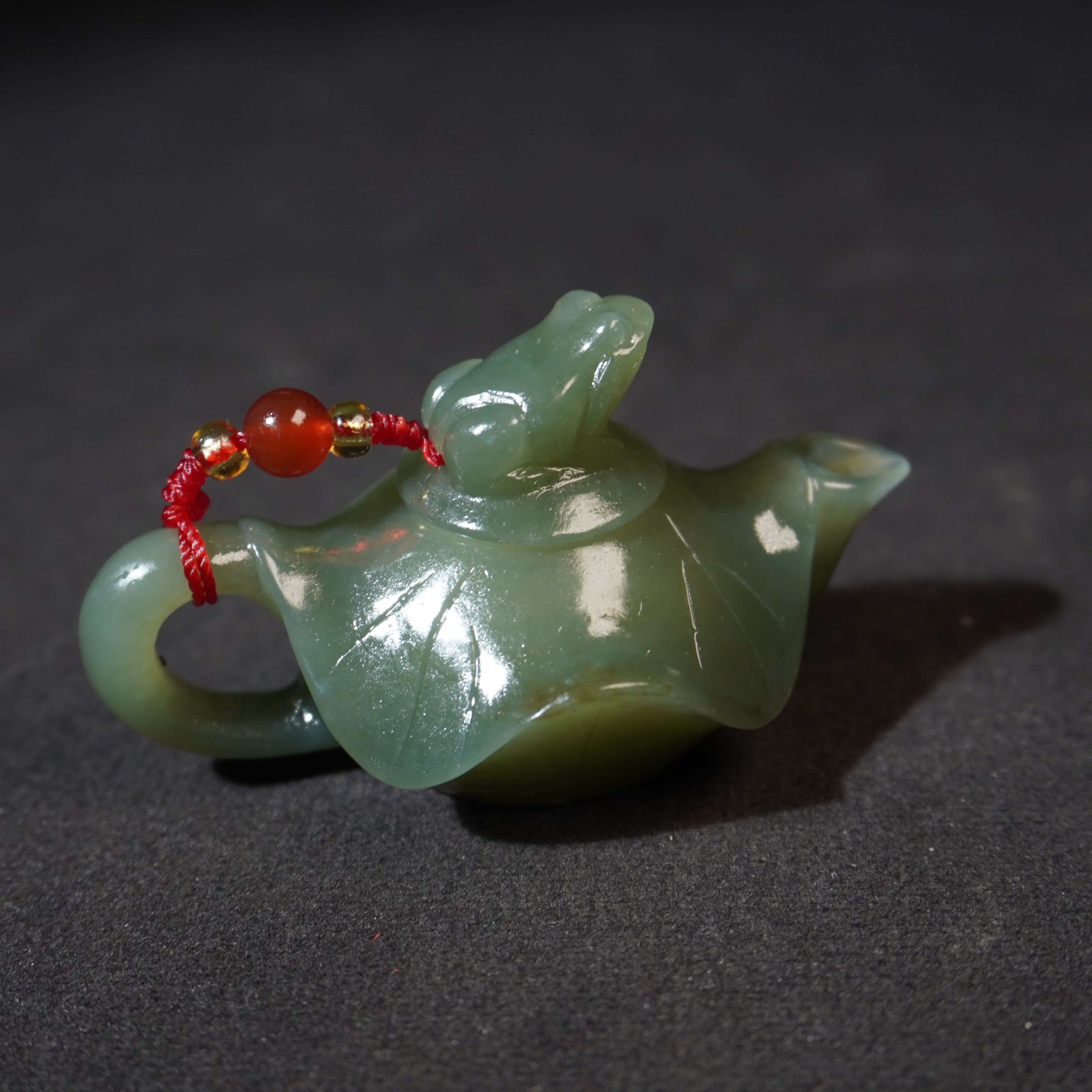 72G294  清  和田玉瓜瓜来财把把壶