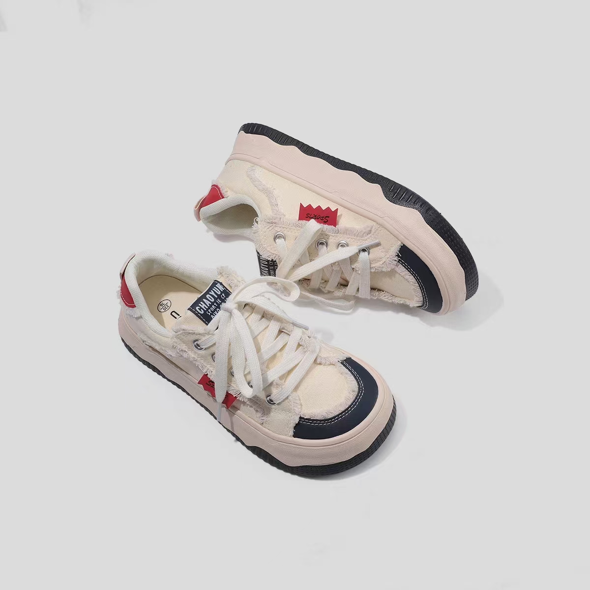 1187 厚底小白鞋女2025新款爆款不累脚帆布鞋小香风休闲运动板鞋