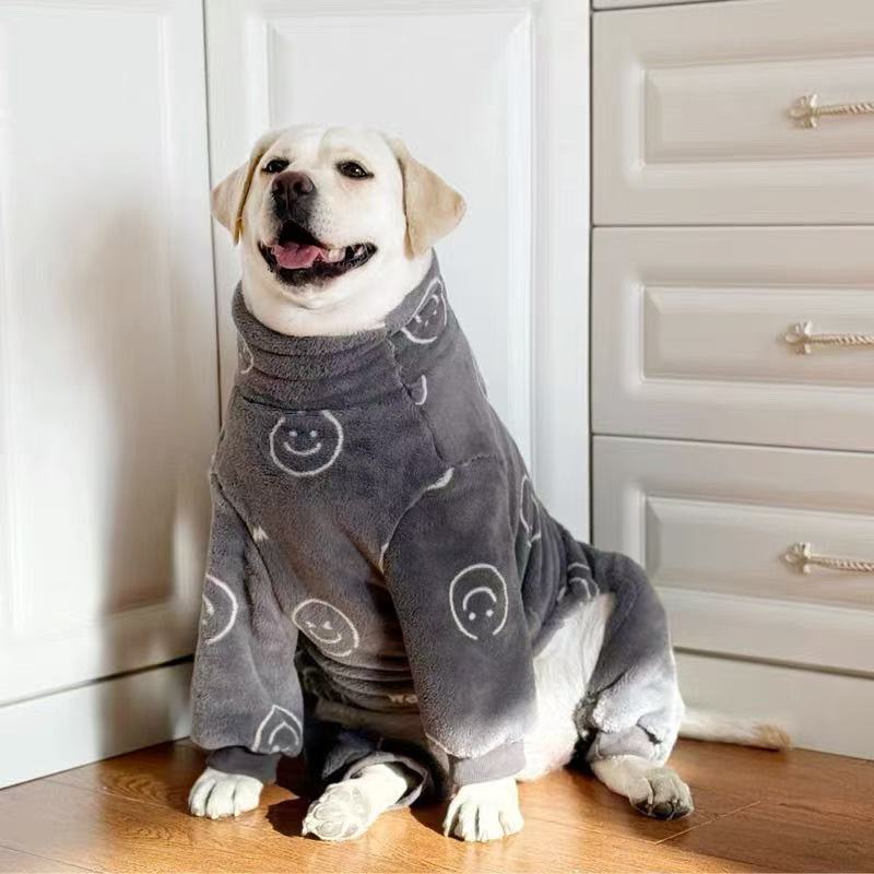 保暖双面绒衣服大型犬加绒高领四脚衣金毛拉布拉多边牧大型犬衣服