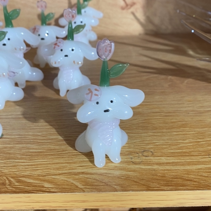 琉璃手工艺品琉璃郁金香白狗