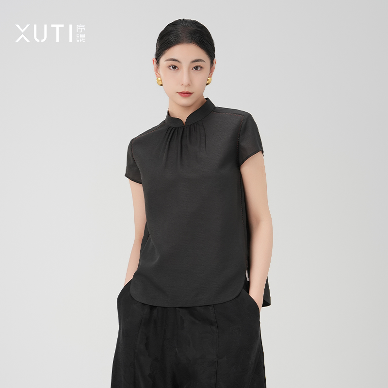 序缇新款夏季新中式绞罗香云纱双非遗桑蚕丝上衣H260-12913