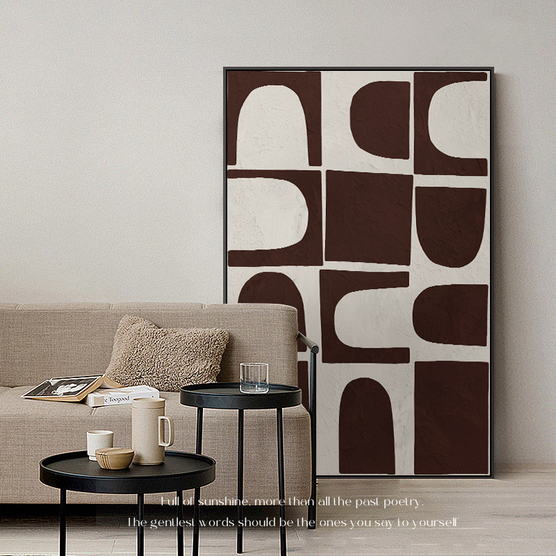 侘寂风客厅装饰画抽象几何沙发背景墙挂画落地画高级感玄关画壁画