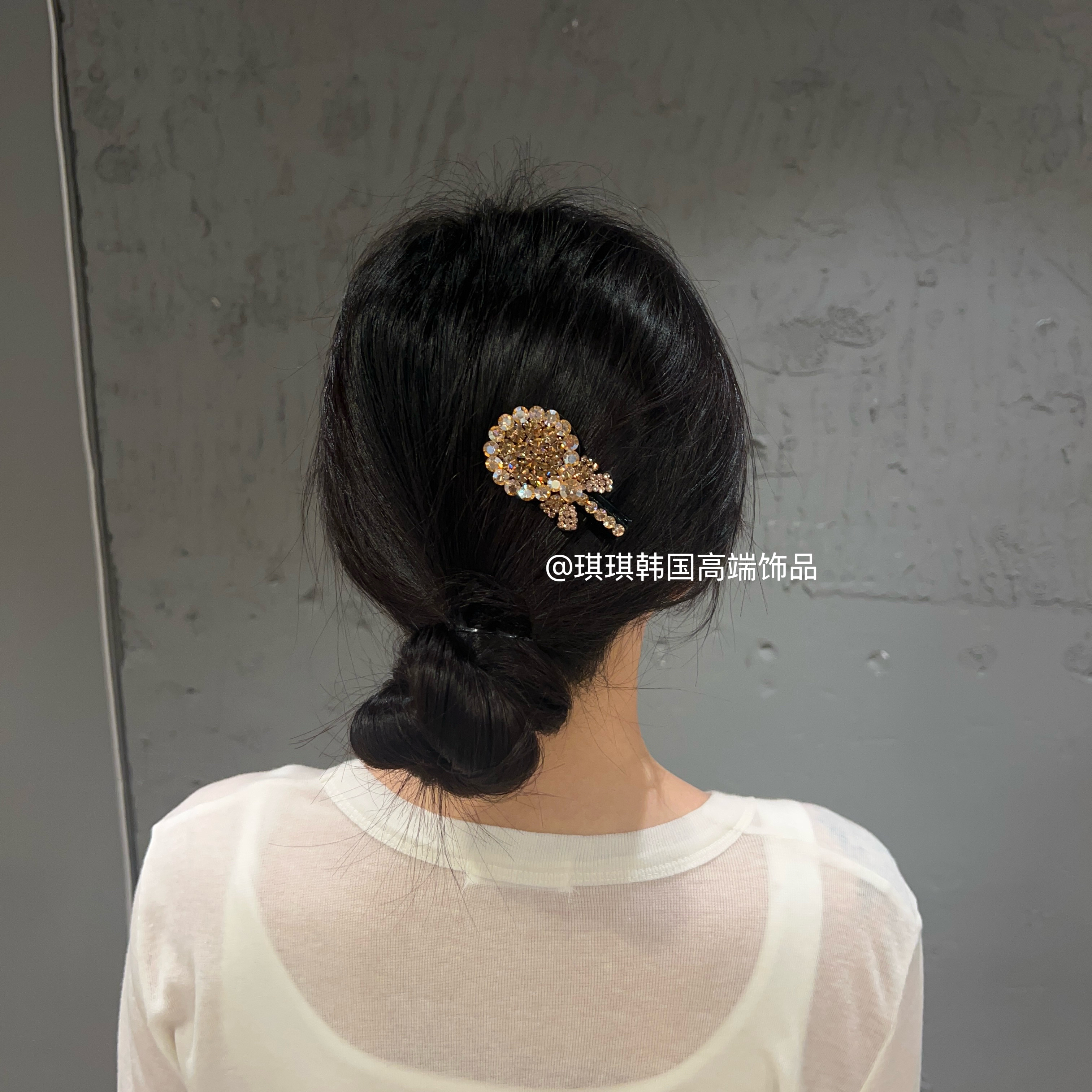 【上新】韩国轻奢施华摩卡拼色棒棒糖鸭嘴夹刘海边夹