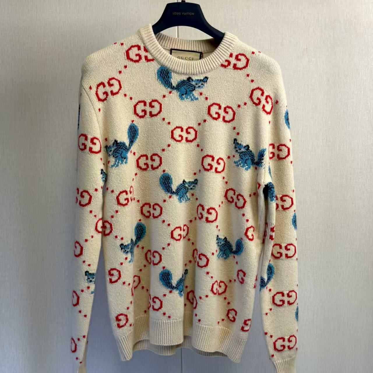 未使用 GUCCI/古驰 Gucci满印圆领毛衣/m码/全新闲置