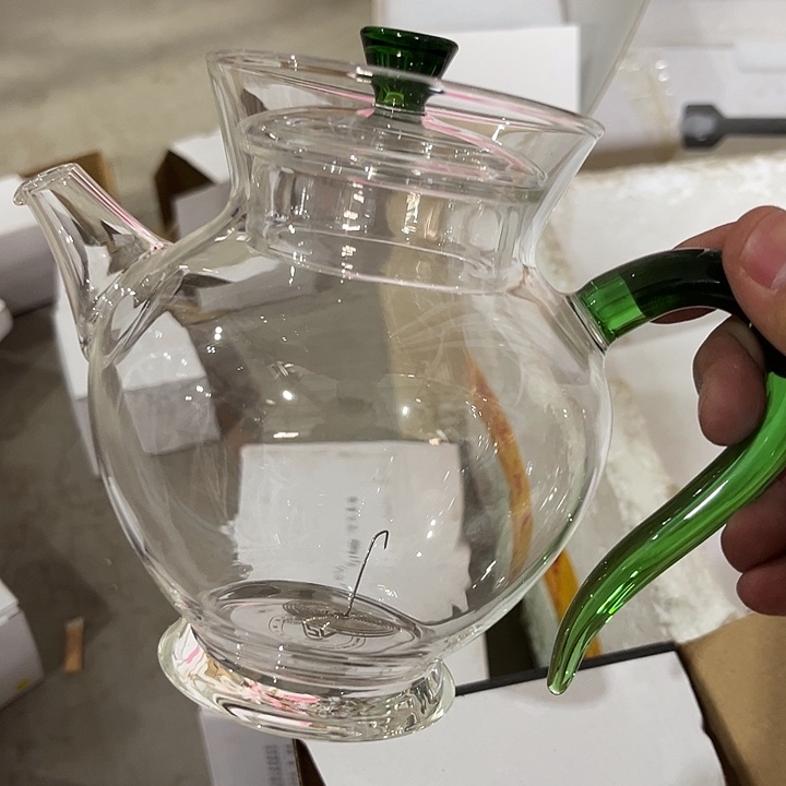 翠绿侧把煮茶壶孤品