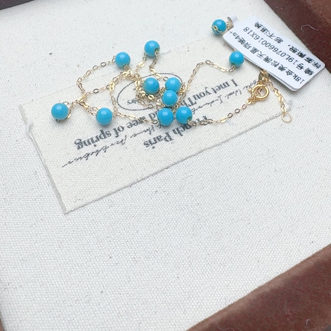 绿松石颈饰18K金镶嵌吊坠