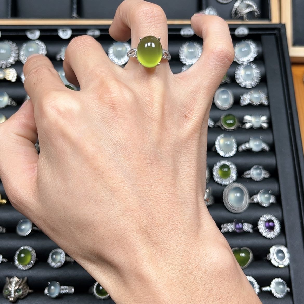 【闪购商品】岫玉戒指银S925镶嵌·****·