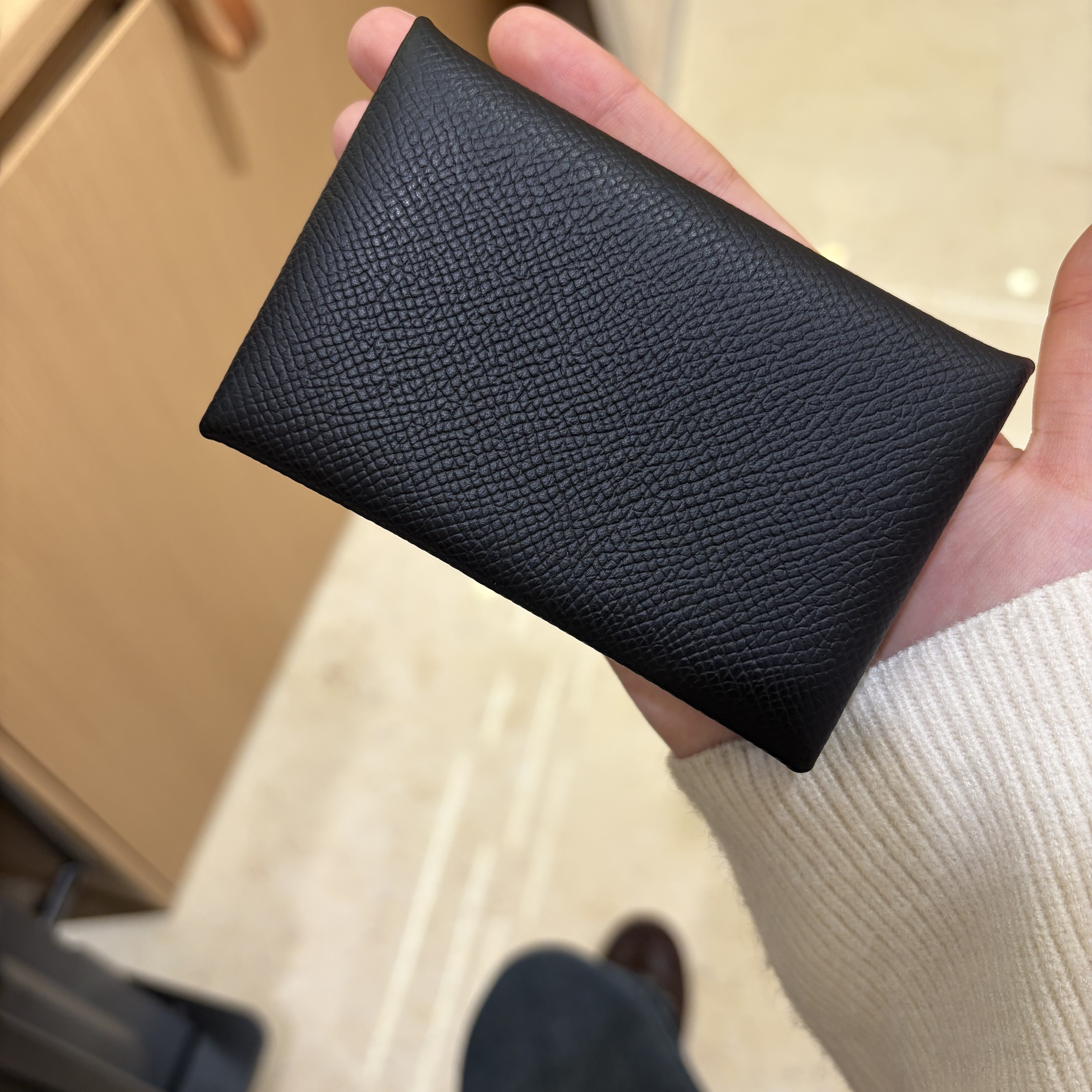 99新 Hermes/爱马仕 calvi银扣epsom牛皮卡包