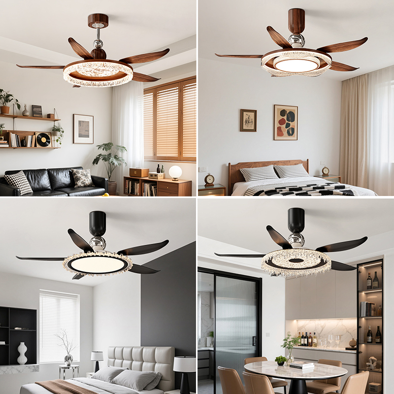 2025新款客厅风扇灯法式中古风轻奢高级感餐厅卧室吊扇灯中山灯具