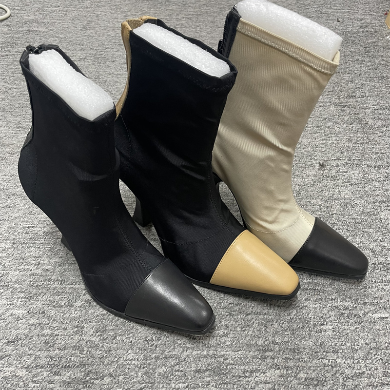 秋冬款时尚女士外穿靴子细跟低跟弹力靴袜靴