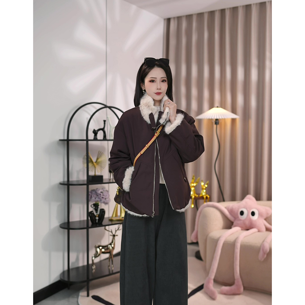 【双面穿】2025冬季休闲仿水貂毛派克服两面穿高端外套女25159